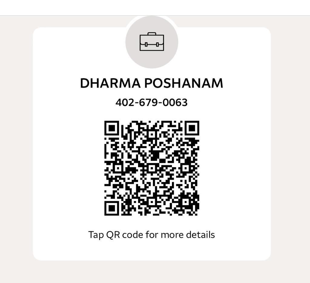 Zelle QR code for Dharma Poshanam International